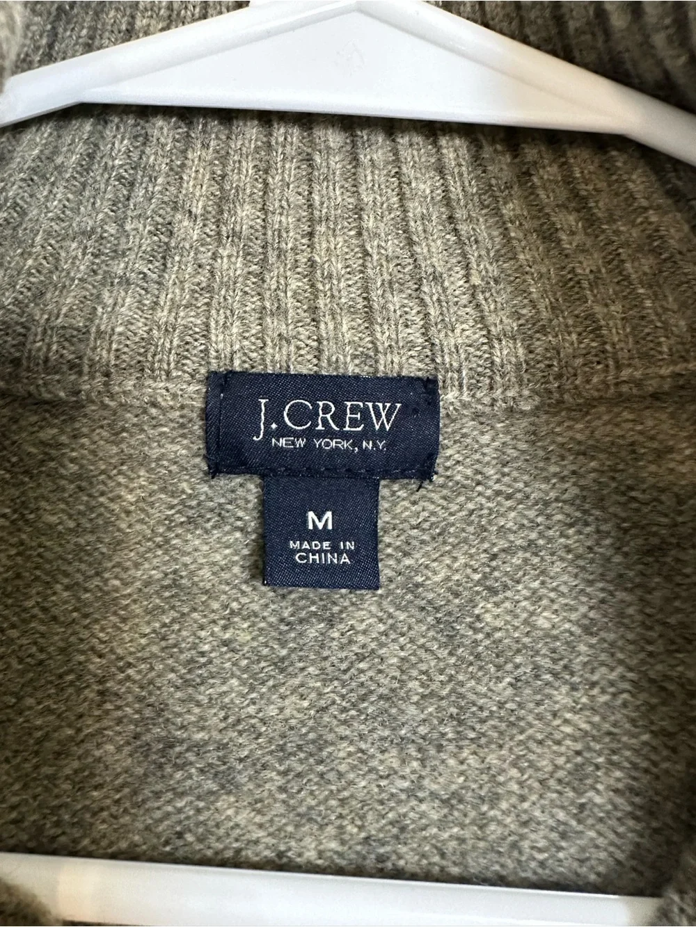 J crew men’s lambs wool knit quarter zip pullover sweater